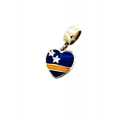 Curacao Flag Heart Dangle Bead