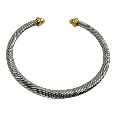 Gold Tip Two Toned Cable Bangle A26BA