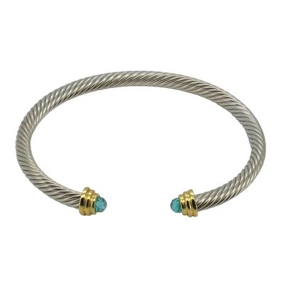 Blue Tip Two Toned Cable Bangle A27BA
