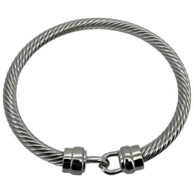 Silver Clasp Cable Bangle