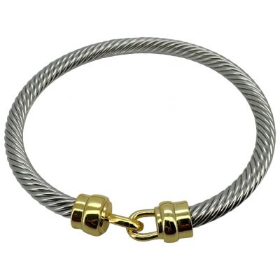 Two-Tone Clasp Cable Bangle