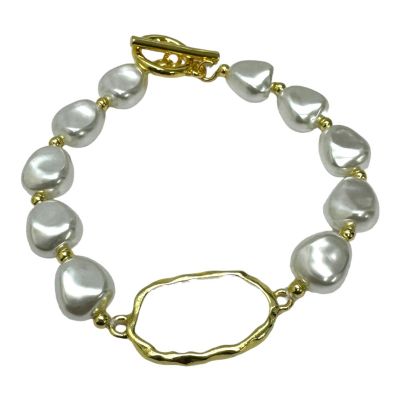 Ursula Pearl Gold Plated Bracelet with Toggle
