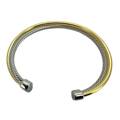 Two Toned Twisted Cable Bangle A30BA