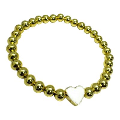 Heart & Circles Stretch Gold Plated Bracelet 