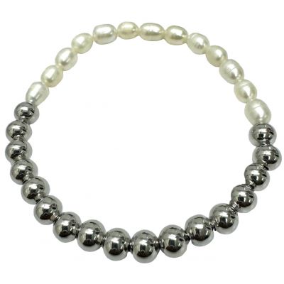 Mimi Pearl Stretched Silver Plated Bracelet