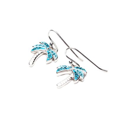 Blue Swarovski Palm Tree Earrings