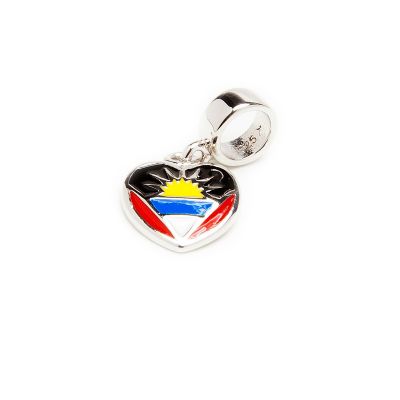 Antigua Flag Heart Dangle Charm