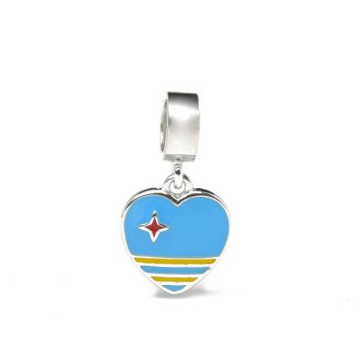 Aruba Flag Heart Dangle Charm 
