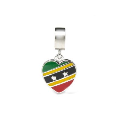 St. Kitts and Nevis Flag Heart Dangle Charm 