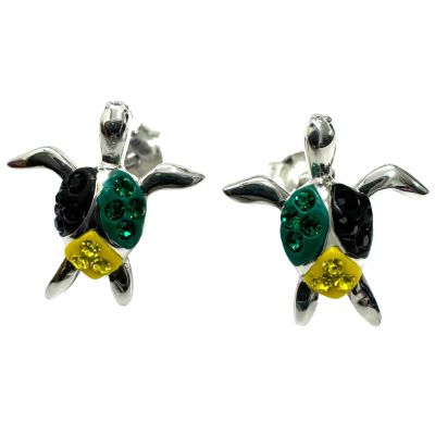 Jamaica Flag Turtle Crystal Earring