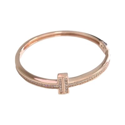 T-Bar Sterling Silver with Rose Plating Bangle