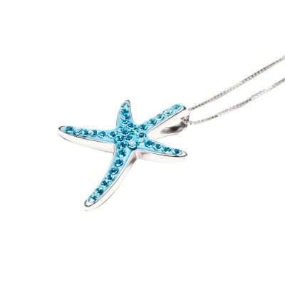 Blue Swarovski  Starfish Pendant