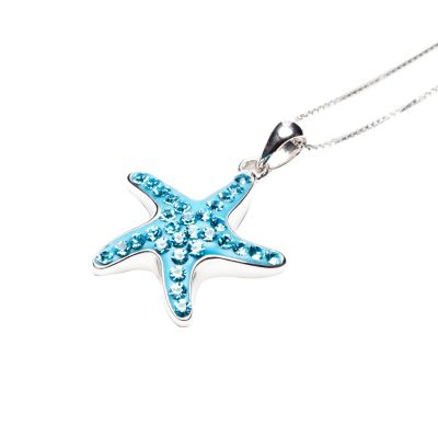 Blue  Swarovski Twisted Starfish Pendant