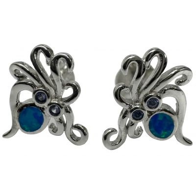 Aquatic Opal Octopus Earrings