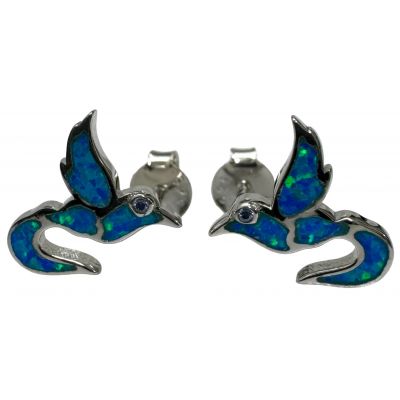 Aquatic Opal Humming Bird Earrings