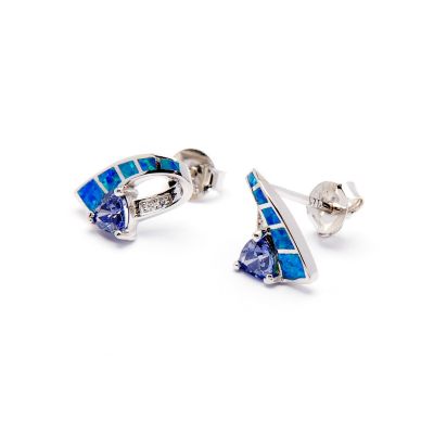 Aquatic Opal Trillion Earrings