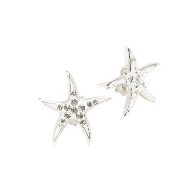 White Swarovski Starfish Stud Earrings