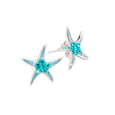 Blue Swarovski Starfish Stud Earrings
