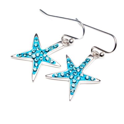 Blue Swarovski Starfish Drop Earrings