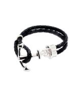 Black Leather Anchor Bracelet